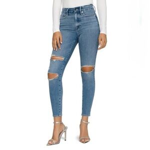 Good American Good Legs High Waist Ripped Skinny Jeans Blue 617 Womens Size 0/25